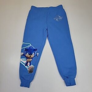 Sonic The Hedgehog Blue Jogger Sweatpants XS 6/7 Kids Fleece Lined Cozy Warm